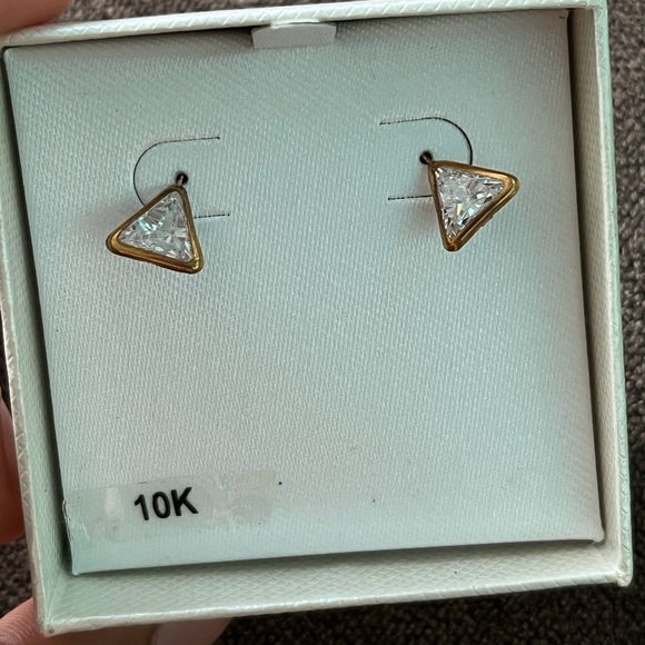 Dangle diamond triangle earrings - Picture 9 of 9